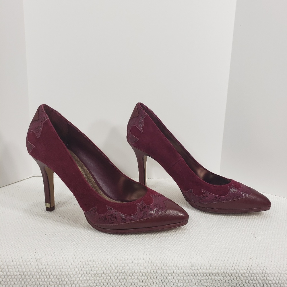 Reba Suede Burgundy Western Pumps "Paulie"